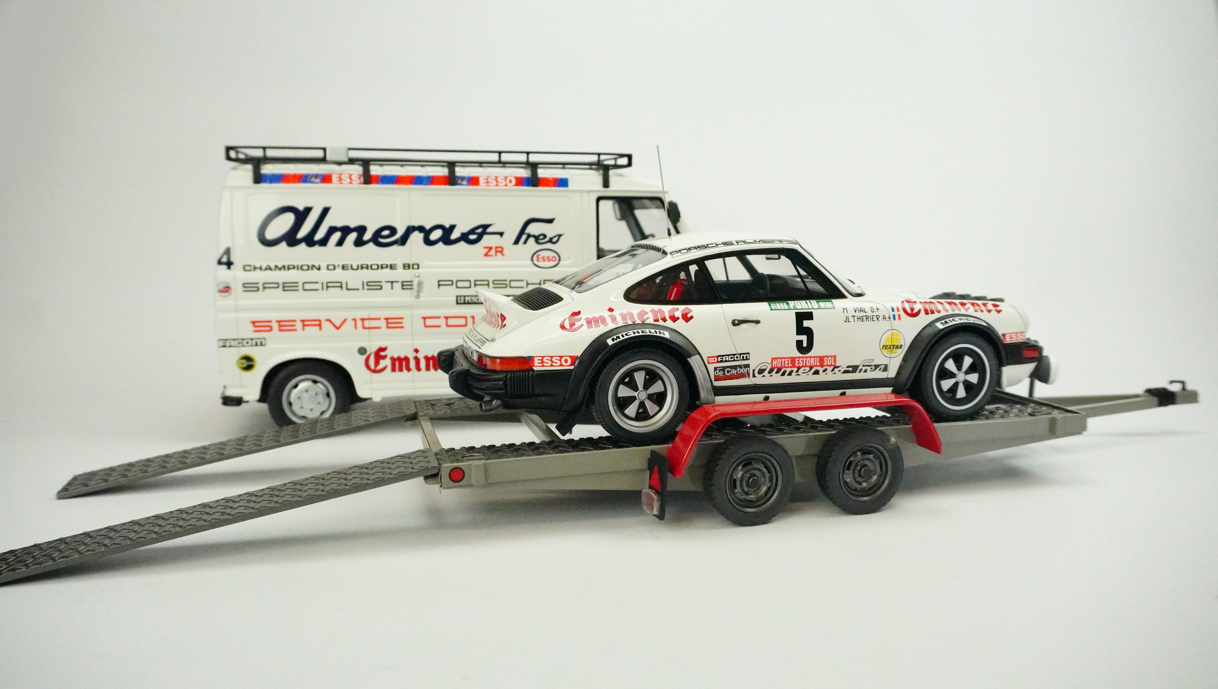 Citroën Rally Set C35 & Porsche 911 SC with Trailer 1981 1:18