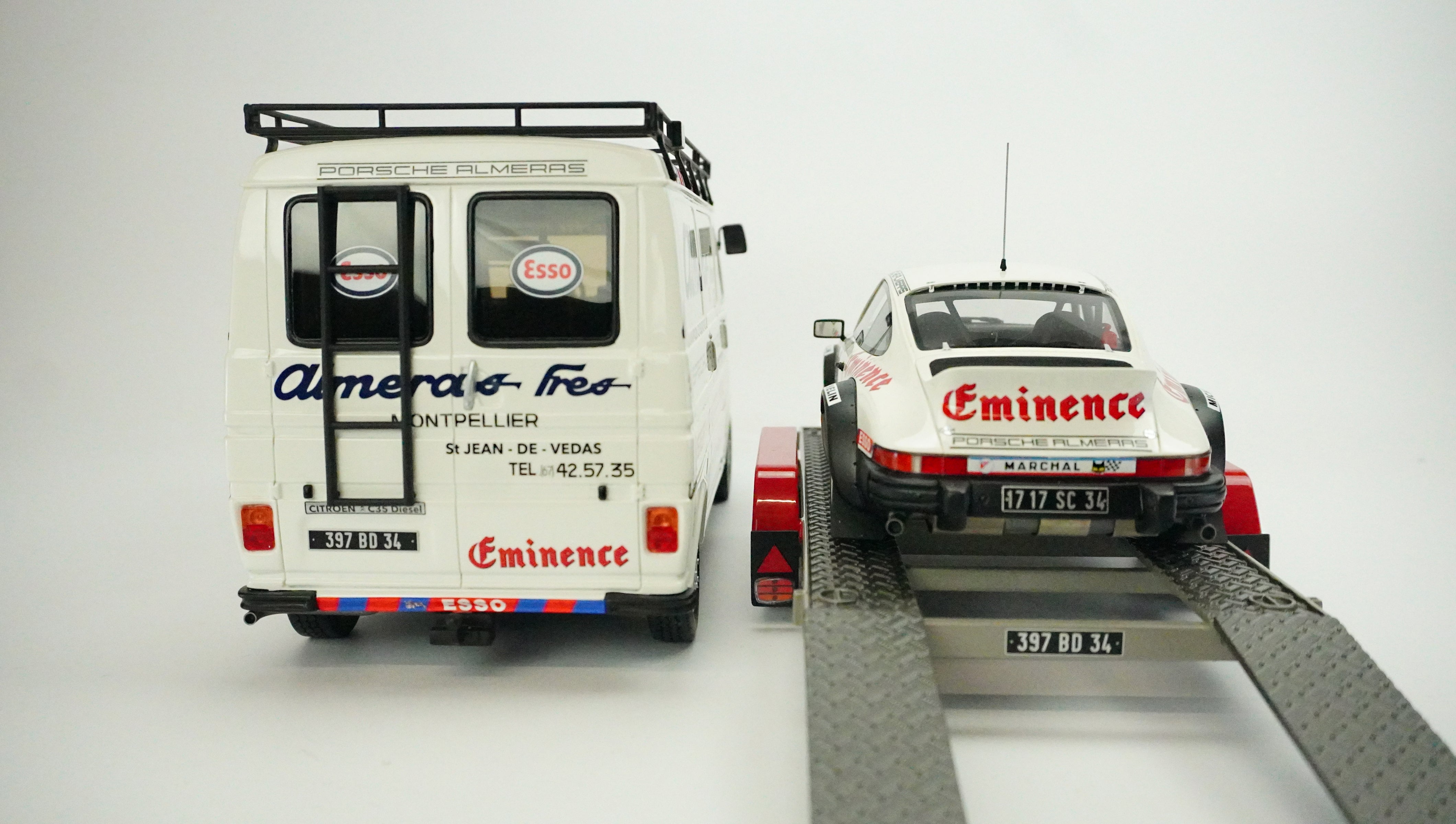 Citroën Rally Set C35 & Porsche 911 SC with Trailer 1981 1:18