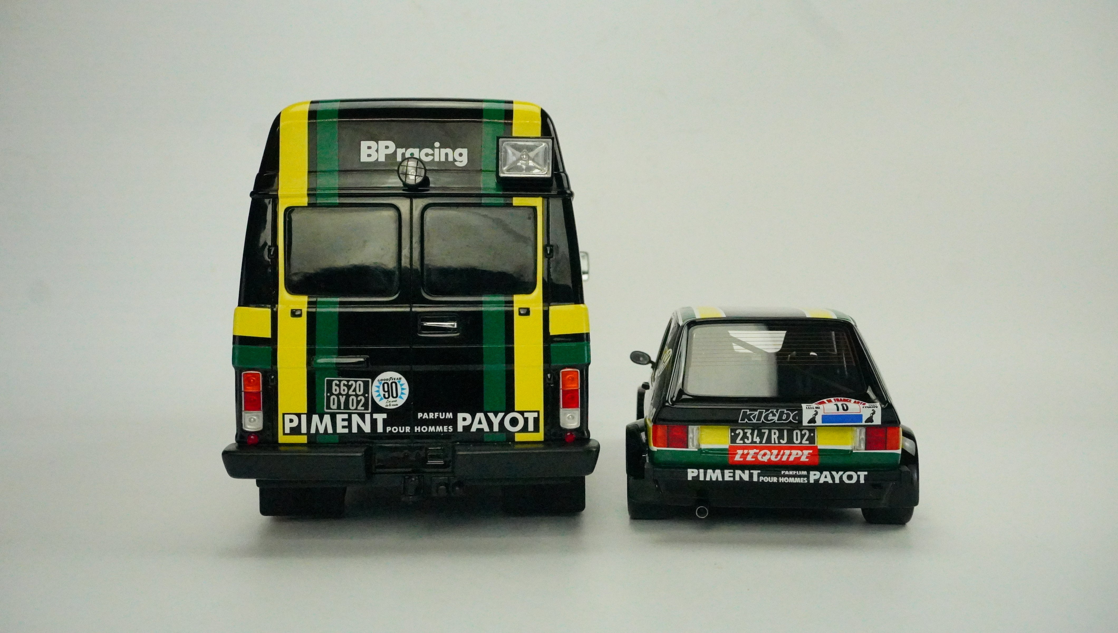 VW Transport & VW Golf MK1 GTI Rally Nr.10 & Anhänger Set Limited 1:18