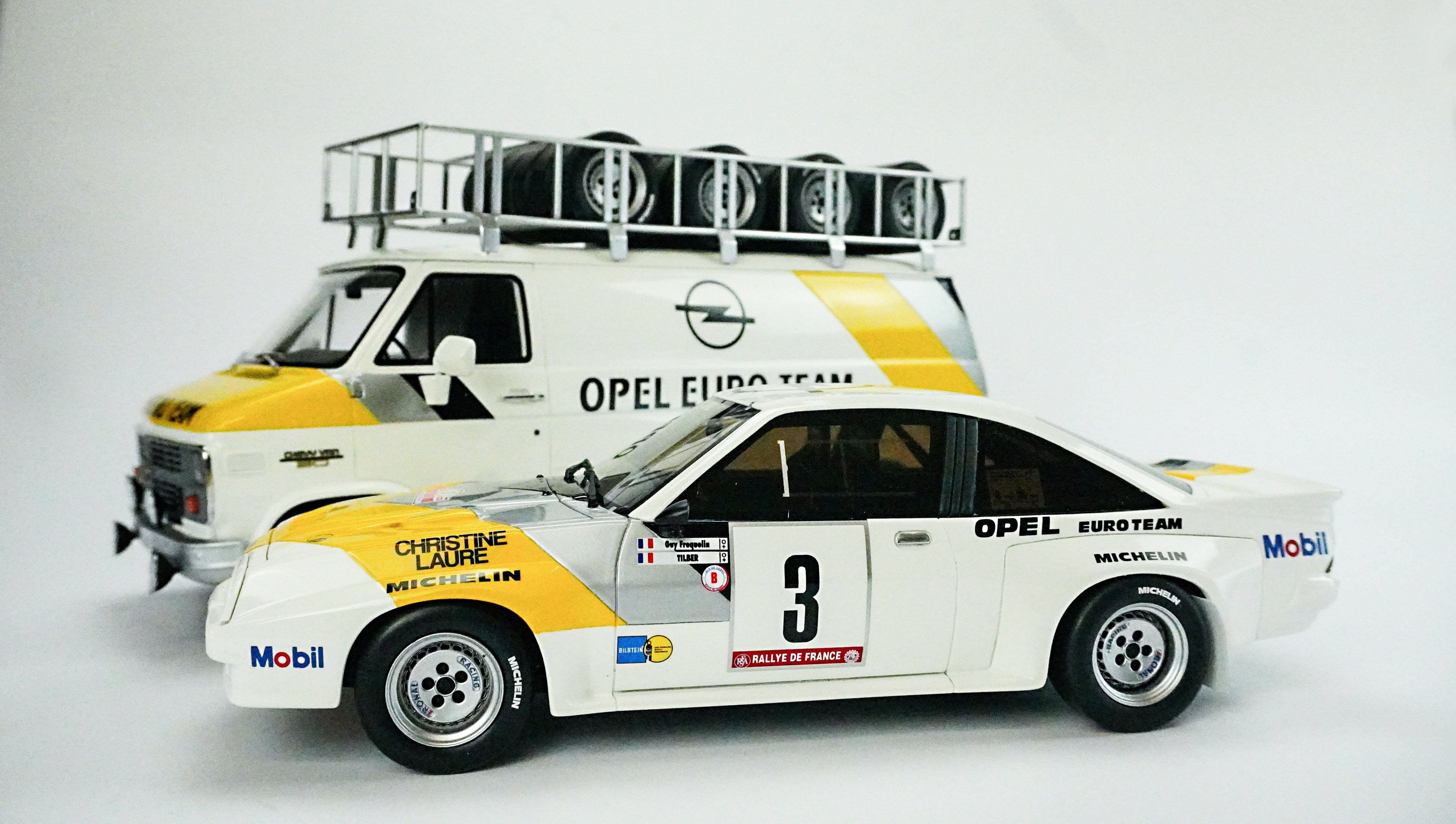 Chevrolet Transport & Opel Manta Rally Nr.3 & Anhänger Set Limited 1:18
