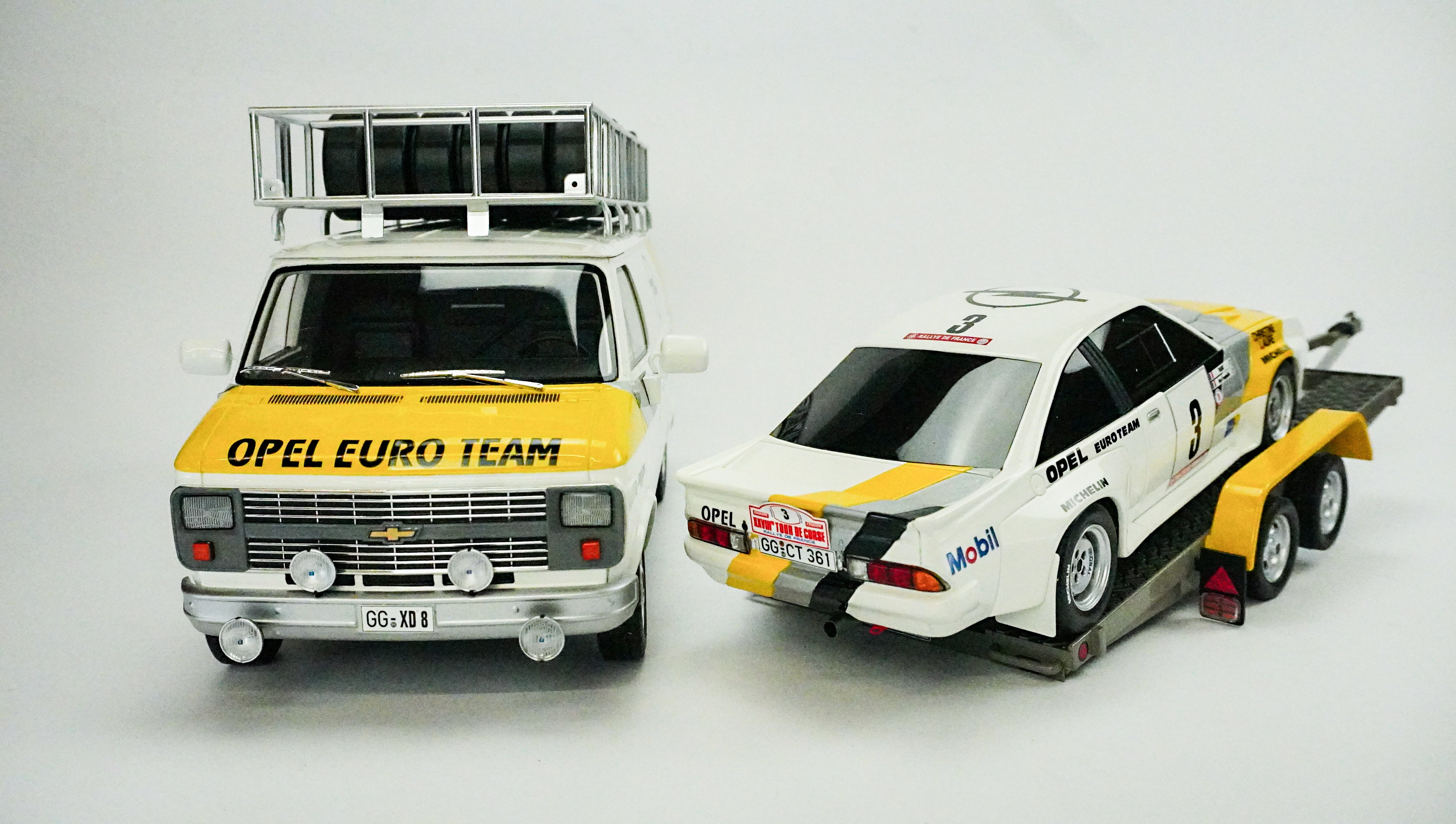 Chevrolet Transport & Opel Manta Rally Nr.3 & Anhänger Set Limited 1:18