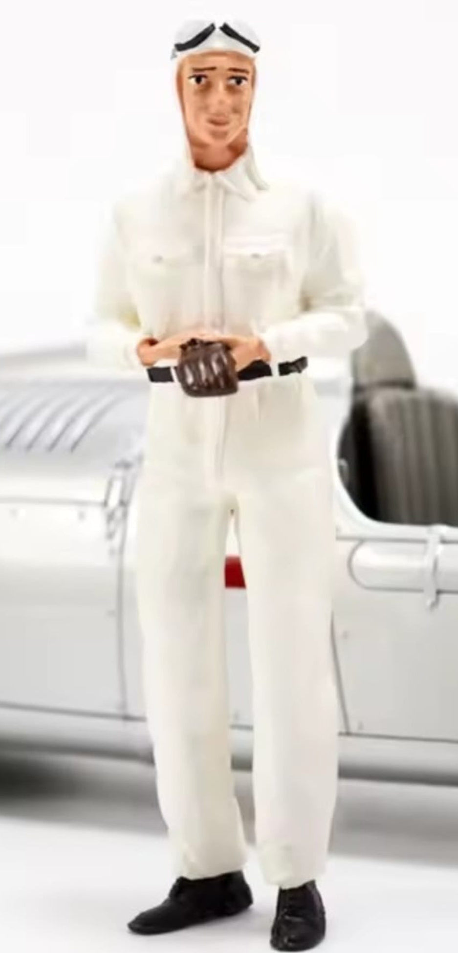 Autorennfahrer weisser Overall 1930er 1:18