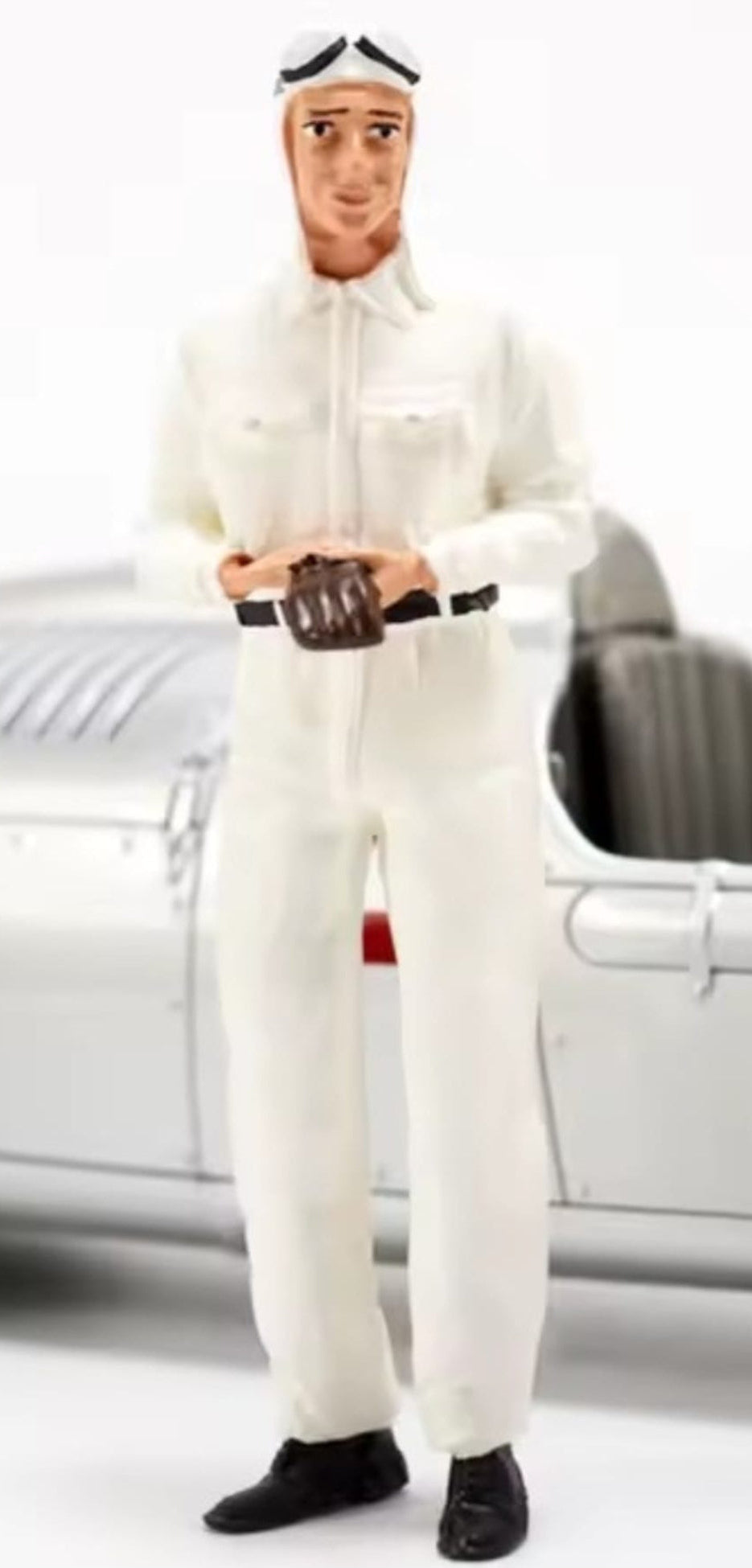 Autorennfahrer weisser Overall 1930er 1:18
